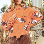 Womens-Cropped-Corduroy-Jacket-Football-Sequin-Orange-3