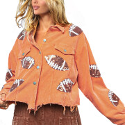 Womens-Cropped-Corduroy-Jacket-Football-Sequin-Orange-4