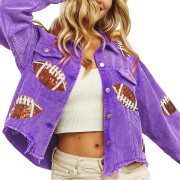 Womens-Cropped-Corduroy-Jacket-Football-Sequin-Purple-1