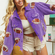 Womens-Cropped-Corduroy-Jacket-Football-Sequin-Purple-2