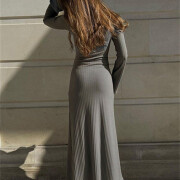 Womens-Ribbed-Knit-Maxi-Dress-Grey-2