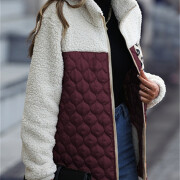 Womens-Winter-Fleece-Jacket-Fuzzy-Sherpa-Quilted-Jacket-Winered-3