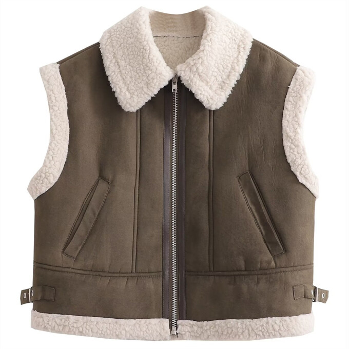 Womens-Vest-Jacket-Sherpa-Fleece-Cropped-Vest-Green-1.jpg