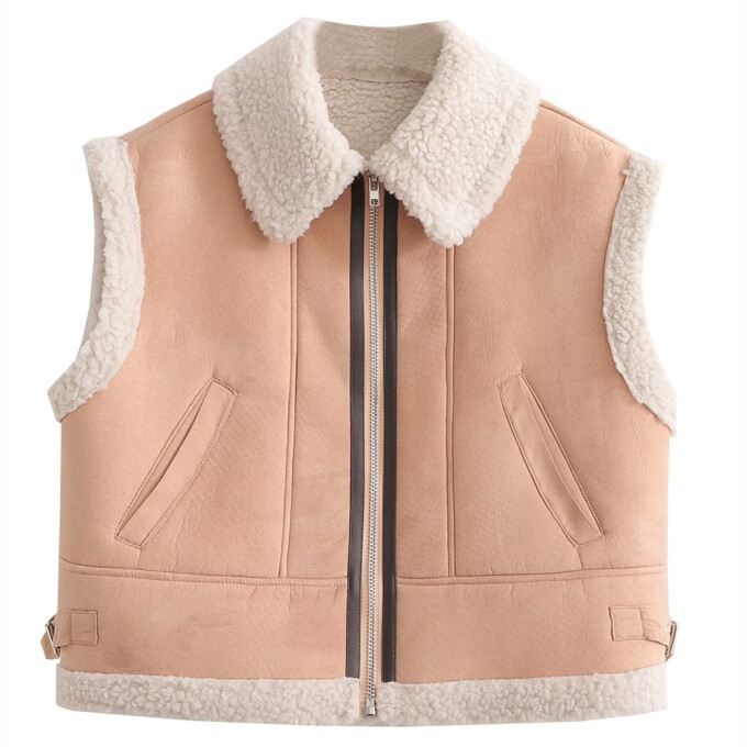 Womens-Vest-Jacket-Sherpa-Fleece-Cropped-Vest-Khaki-1.jpg