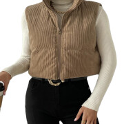 Womens-Crop-Corduroy-Puffer-Vest-Khaki-1