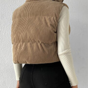 Womens-Crop-Corduroy-Puffer-Vest-Khaki-2