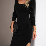 Womens-Knit-Bodycon-Sweater-Dress-Black-4