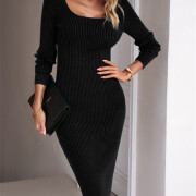 Womens-Knit-Bodycon-Sweater-Dress-Black-6