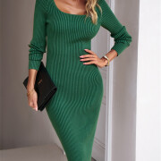 Womens-Knit-Bodycon-Sweater-Dress-Green-5