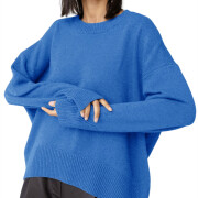 Womens-Crew-Neck-Knit-Sweater-Blue-4