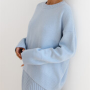 Womens-Crew-Neck-Knit-Sweater-Lightblue-4