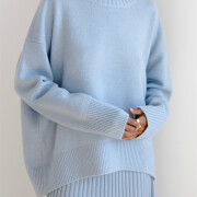 Womens-Crew-Neck-Knit-Sweater-Lightblue-6