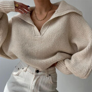 Womens-Fall-Cropped-Lapel-Collar-Sweater-Apricot-4