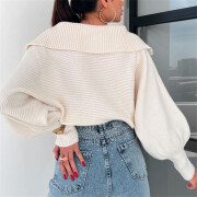 Womens-Fall-Cropped-Lapel-Collar-Sweater-White-2