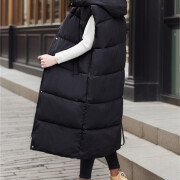 Womens-Long-Hooded-Puffer-Vest-Black-2