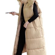 Womens-Long-Hooded-Puffer-Vest-Khaki-1