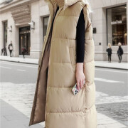 Womens-Long-Hooded-Puffer-Vest-Khaki-3