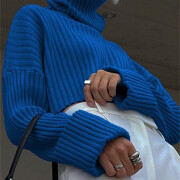 Womens-Cropped-Turtleneck-Sweater-Blue-2