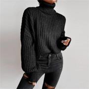 Womens-Turtleneck-Cropped-Sweater-Black-4