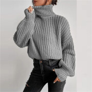 Womens-Turtleneck-Cropped-Sweater-Grey-3