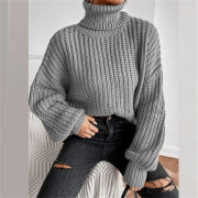 Womens-Turtleneck-Cropped-Sweater-Grey-4