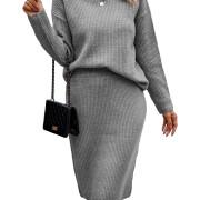 Womens-Fall-2-Piece-Sweater-Skirt-Set-Grey-1