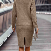 Womens-Fall-2-Piece-Sweater-Skirt-Set-Khaki-2