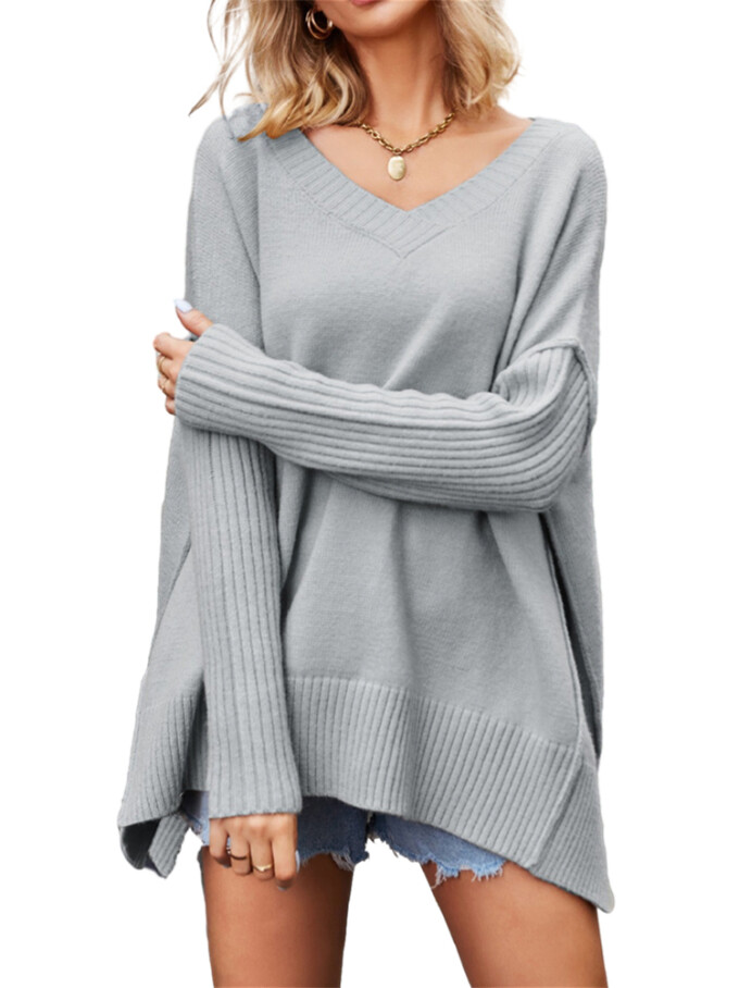 Womens-V-Neck-Oversized-Sweater-Grey-1.jpg