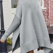 Womens-V-Neck-Oversized-Sweater-Grey-2