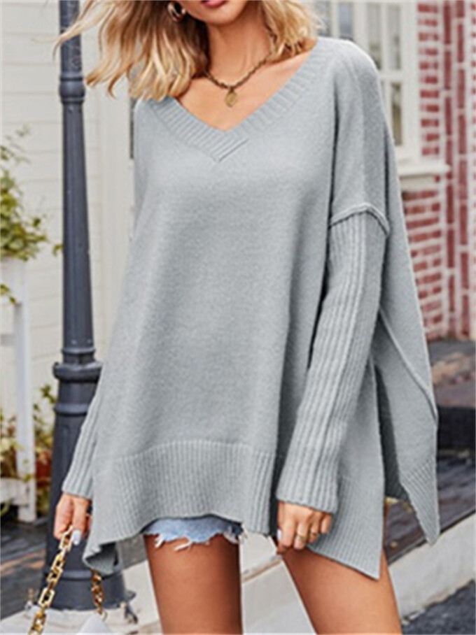 Womens-V-Neck-Oversized-Sweater-Grey-3.jpg