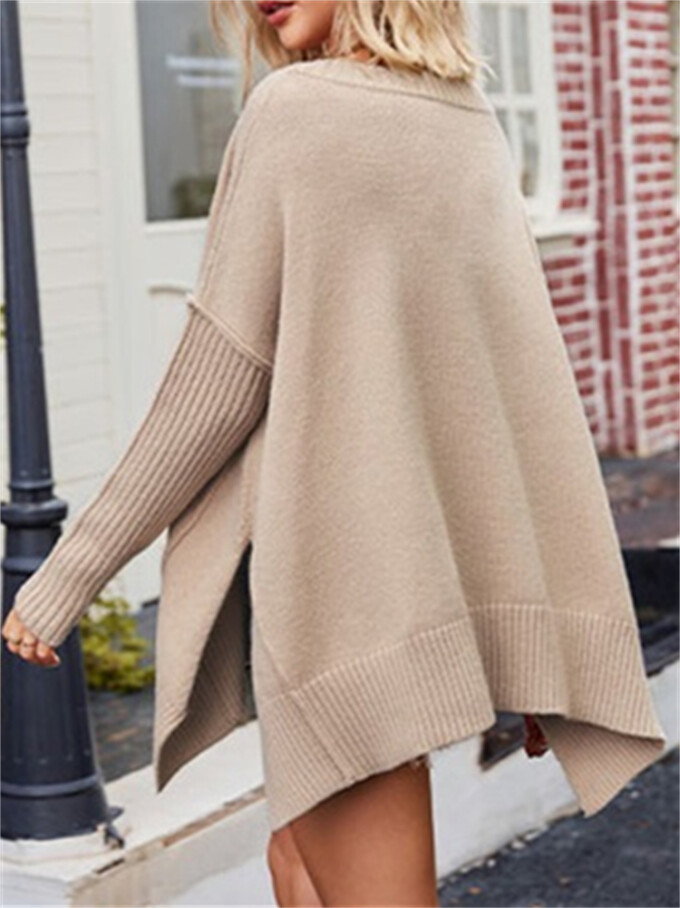 Womens-V-Neck-Oversized-Sweater-Khaki-2.jpg