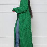 Womens-Long-Cardigan-Sweater-Green-3