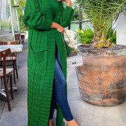 Womens-Long-Cardigan-Sweater-Green-6