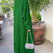 Womens-Long-Cardigan-Sweater-Green-7