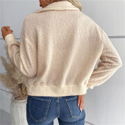 Womens-Cropped-Sherpa-Jacket-Zipper-Apricot-2