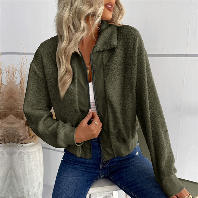 Womens-Cropped-Sherpa-Jacket-Zipper-Green-3.jpg