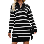 Womens-Striped-Sweater-Dress-Black-1