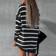 Womens-Striped-Sweater-Dress-Black-2