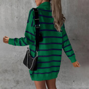 Womens-Striped-Sweater-Dress-Green-2