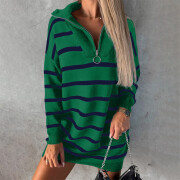 Womens-Striped-Sweater-Dress-Green-3