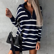 Womens-Striped-Sweater-Dress-Navyblue-3