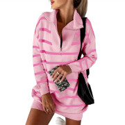 Womens-Striped-Sweater-Dress-Pink-4