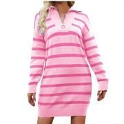 Womens-Striped-Sweater-Dress-Pink-5