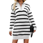 Womens-Striped-Sweater-Dress-White-1