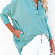 Womens-Oversized-Button-Hoodies-Lakeblue-3