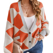 Womens-Cardigan-Sweater-Oversized-Open-Front-Orange-1