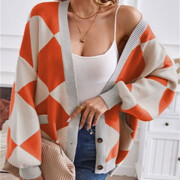 Womens-Cardigan-Sweater-Oversized-Open-Front-Orange-3