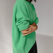 Womens-Crew-Neck-Knit-Sweater-Green-3