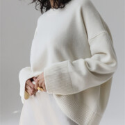 Womens-Crew-Neck-Knit-Sweater-White-2