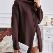 Womens-Mock-Neck-Oversized-Sweater-Coffee-3